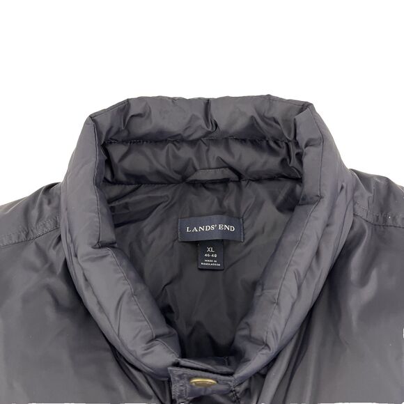 Mens Lands End Down Blend Puffer Vest Jacket Size XL Navy Blue - Picture 5 of 8